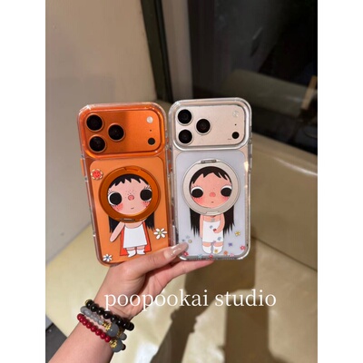 PooPookai360旋转支架可爱小玉适用于苹果16/17promax/iPhone15pro手机壳女款14全包防摔13保护套