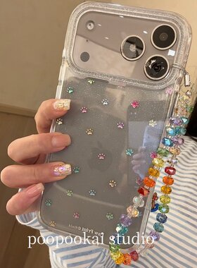 PooPookai 高级感ins镭射猫爪透明适用于苹果16/17promax/iPhone15pro手机壳女款14全包防摔13保护套