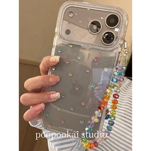 PooPookai 高级感ins镭射猫爪透明适用于苹果16/17promax/iPhone15pro手机壳女款14全包防摔13保护套