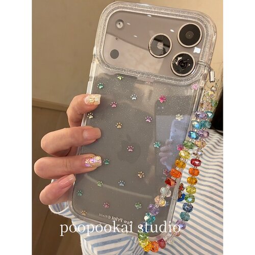 PooPookai 高级感ins镭射猫爪透明适用于苹果16/17promax/iPhone15pro手机壳女款14全包防摔13保护套