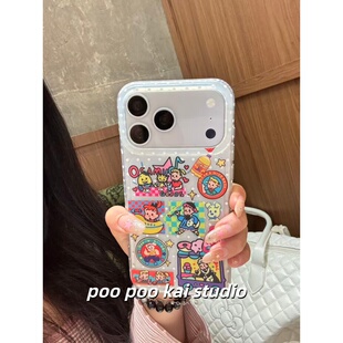 PooPookai磨砂可爱波点原田治适用于苹果16/17promax/iPhone15pro手机壳女款防摔新款保护套创意