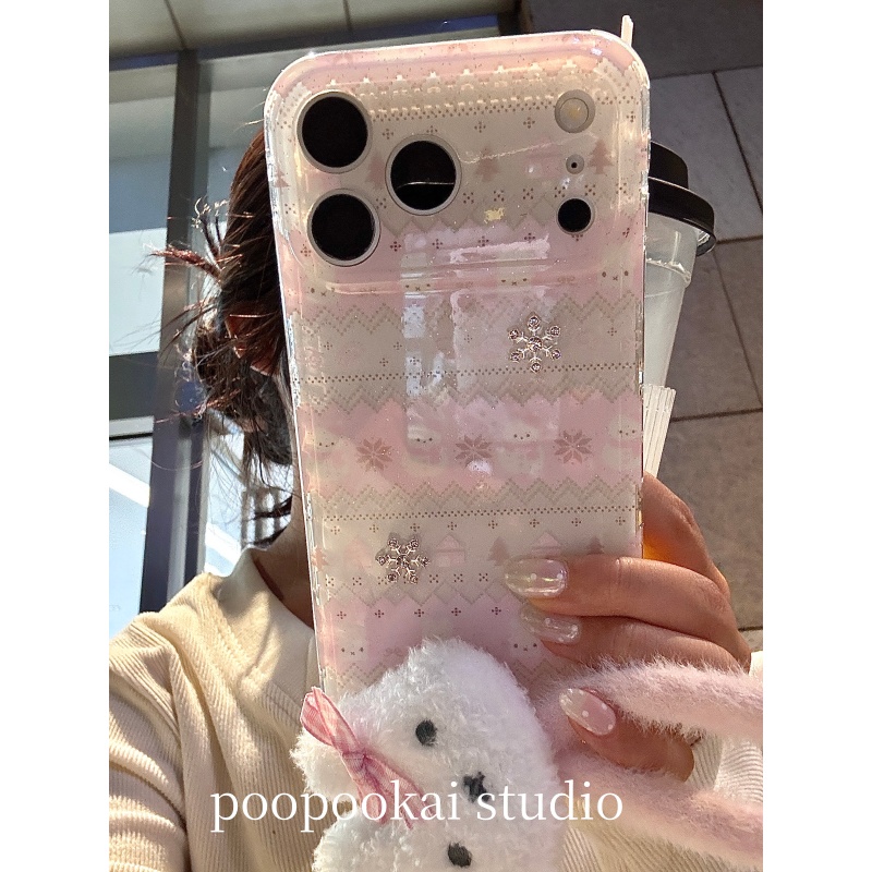 PooPookai冬日ins雪人费尔岛兔子适用于苹果16/17promax/iPhone15pro手机壳女款14全包防摔13保护套