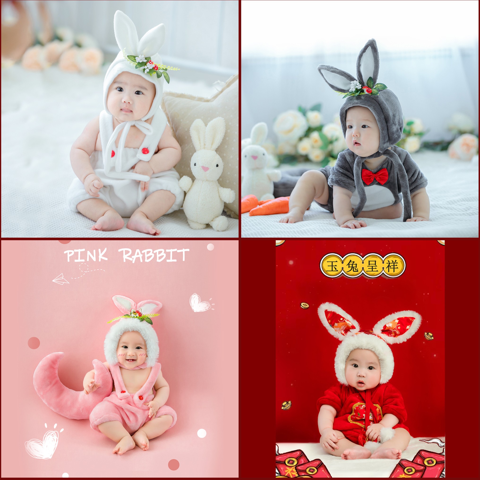 新年新款儿童摄影主题服装小兔子