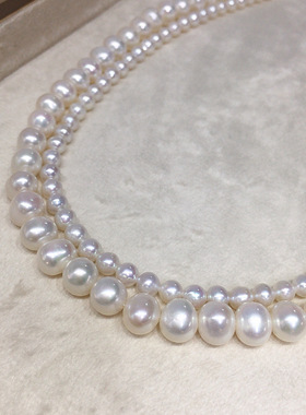 诸暨珍珠高品质高亮近圆天然淡水珍珠叠戴珠链一款多戴项链