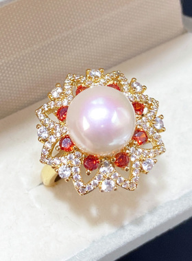 浙江诸暨天然淡水真珍珠大颗10-11mm戒指指环活口女士轻奢高级感