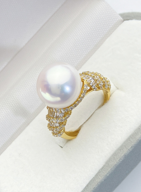 DIY珍珠新款S925纯银奢华戒指