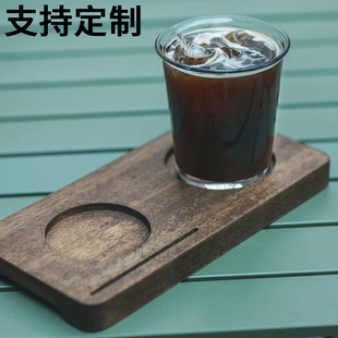 咖啡杯托酒杯架闻香红酒威士忌品鉴卡片槽实木托盘咖啡托盘木质