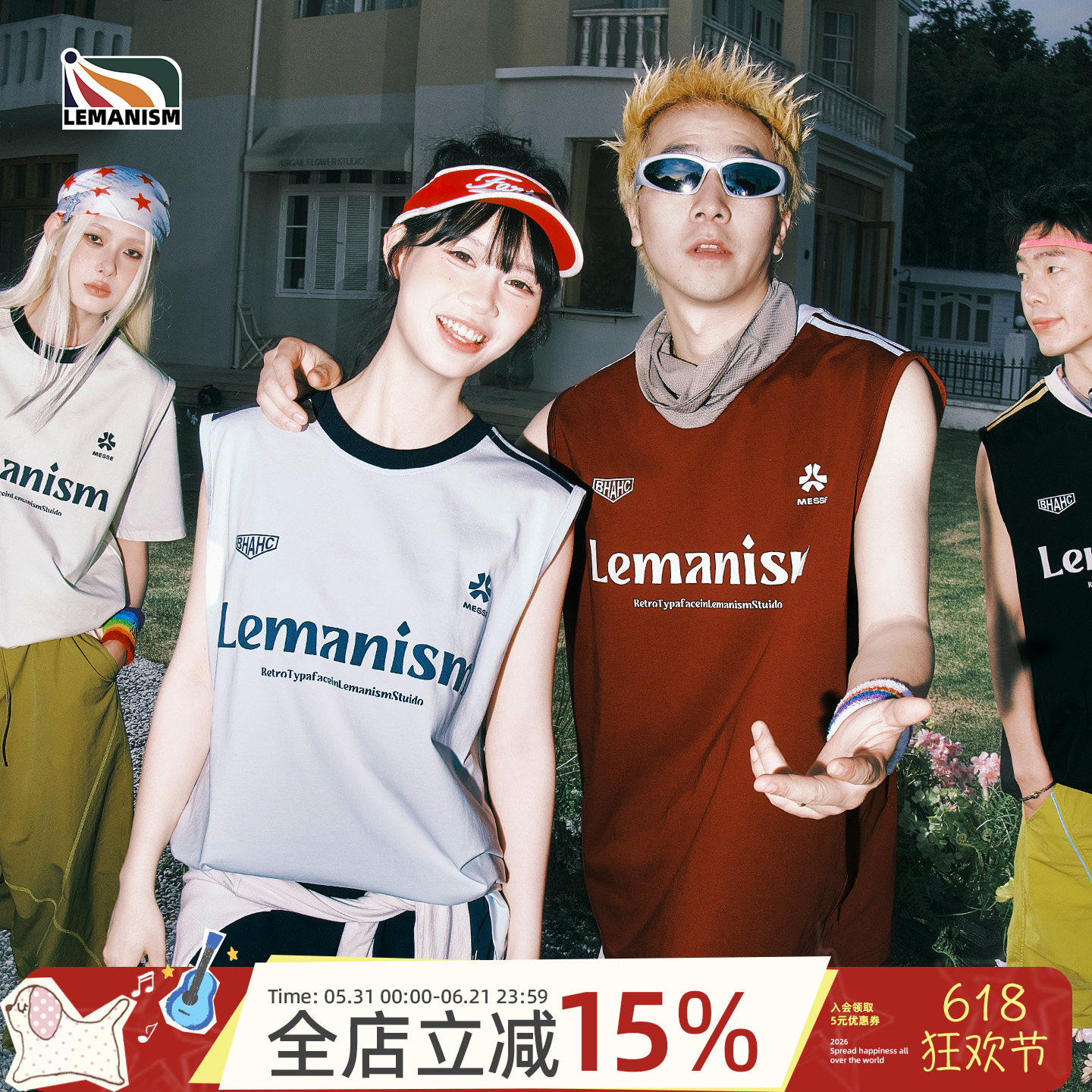 lemanism美式字母无袖背心T恤男2026夏季新款情侣坎肩女宽松上衣