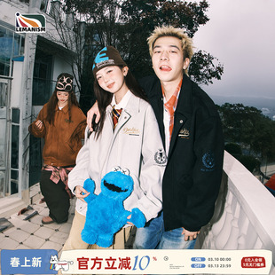 lemanism美式复古麂皮绒翻领皮夹克外套男2025情侣款皮衣潮牌