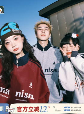 lemanism棒球服红色外套男款立领春季情侣美式运动夹克上衣卫衣女