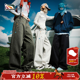 潮流小刺绣休闲裤 宽松直筒裤 男2025新款 情侣款 春秋季 lemanism美式
