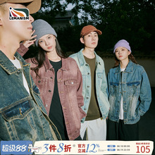 lemanism美式复古牛仔外套男女同款秋季翻领夹克情侣款牛仔衣潮牌