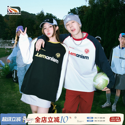 lemanism美式潮流撞色字母印花插肩袖长袖T恤男2026新款打底衫女