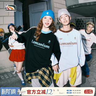 潮流撞色两条杠长袖 打底衫 T恤男2026春季 情侣款 新款 lemanism美式