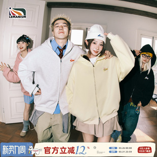 潮流纯色开衫 情侣款 连帽卫衣男款 新款 外套女 2026春季 lemanism美式