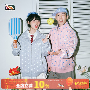 lemanism美式潮流星星满印立领夹克情侣款开衫男2025新款女生外套