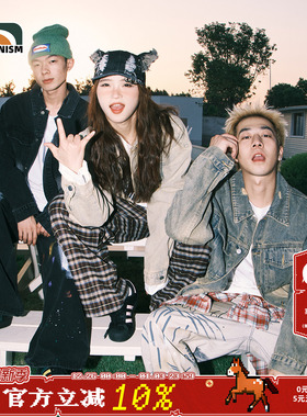 lemanism美式复古牛仔外套男2024秋季翻领夹克情侣款潮牌牛仔衣女