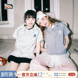 T恤女款 短袖 2026春季 新款 外套 lemanism美式 半袖 潮流波点连帽开衫