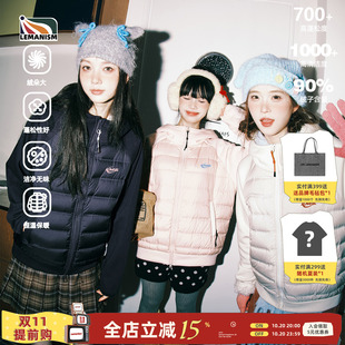 lemanism美式潮流针织拼接排骨纯色羽绒服男情侣款2026冬季厚外套