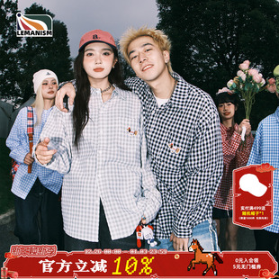 短袖 2025春秋情侣款 寸衣防晒衬衣女 男长袖 lemanism腊肠狗格子衬衫