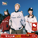 lemanism加绒款 夹克女外套 棒球服红色外套男潮牌立领春秋情侣美式