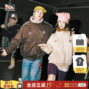 lemanism美式潮牌麂皮绒立领棉服男生情侣款女生2026冬季新款棉衣