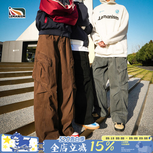 复古纯棉工装裤子男款潮牌休闲裤