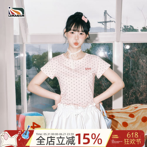 lemanism美式潮牌波点短袖T恤女生中性修身正肩体恤2026夏季新款
