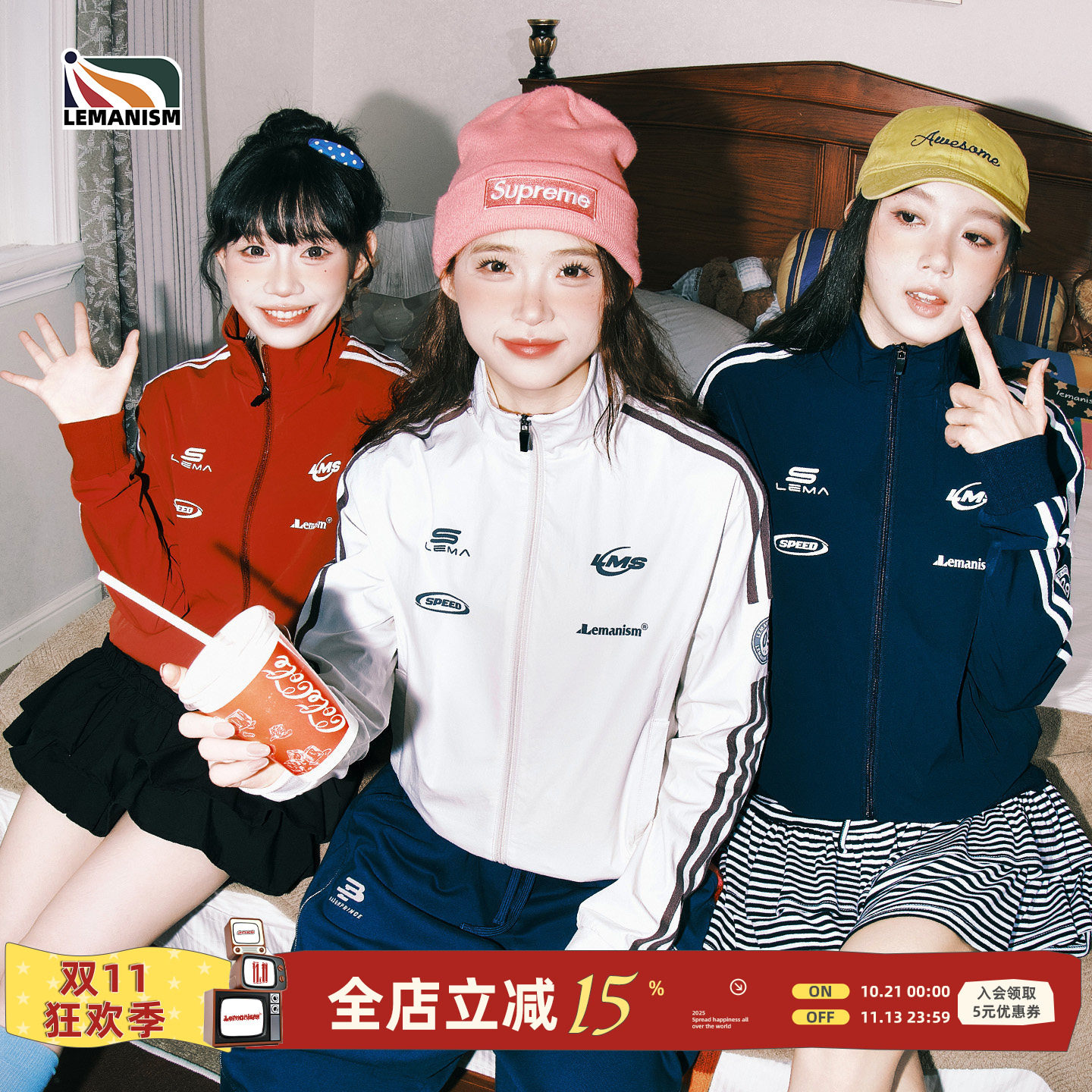 lemanism美式潮流三条杠赛车服夹克女生2026秋季新款修身外套上衣