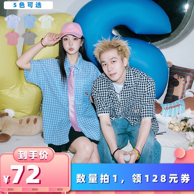 【所有女生的衣橱直播间】lemanism腊肠狗格子短袖衬衫2025情侣款