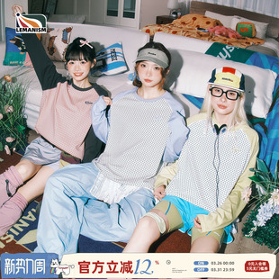 上衣打底衫 宽松长袖 潮流满印波点T恤女2026春夏新款 lemanism美式