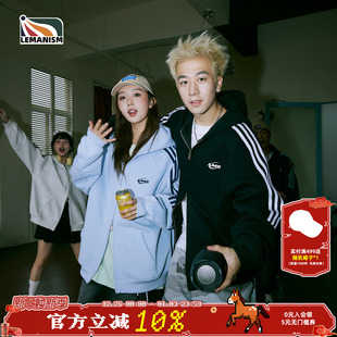 上衣 潮牌情侣外套运动长袖 lemanism三条杠开衫 连帽拉链卫衣男秋季