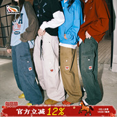 直筒休闲长裤 lemanism美式 女 男款 子卡其色秋冬季 复古水洗工装 裤