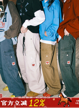 lemanism美式复古水洗工装裤男款裤子卡其色秋冬季直筒休闲长裤女