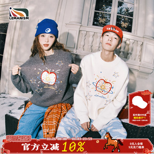 上衣女 毛线衣情侣款 lemanism美式 潮流苹果圆领毛衣男2025秋冬季