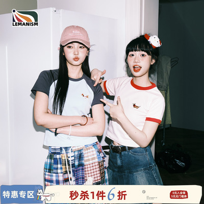 短款腊肠狗短袖T恤女2025夏中性