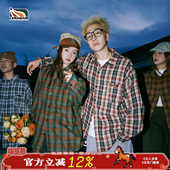 男春秋潮牌寸衣宽松情侣款 lemanism日系复古长袖 格子衬衫 衬衣外套