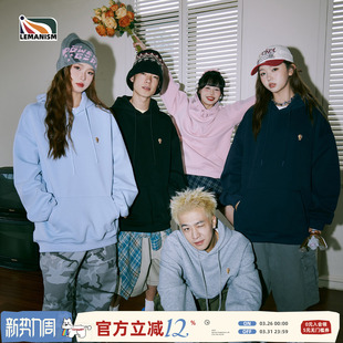 lemanism粉色春秋加绒连帽卫衣男款 2025春秋400g重磅情侣外套女潮