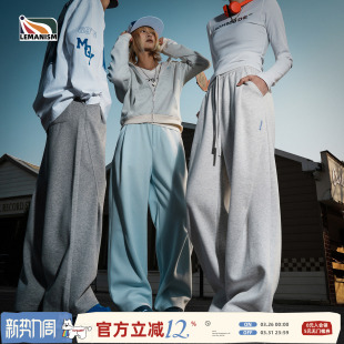新款 男2026春季 情侣款 宽松直筒裤 lemanism美式 卫裤 纯色运动休闲裤