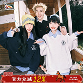 2025春秋情侣款 lemanism条纹拼接假两件翻领卫衣男长袖 POLO衫 潮牌