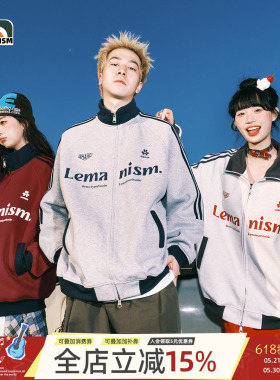 lemanism棒球服红色外套男立领春秋情侣款美式运动夹克女卫衣外套