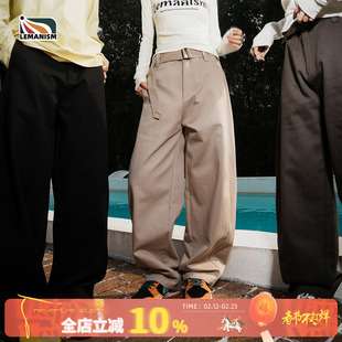 lemanism美式潮流纯色工装直筒裤子男2026春季新款情侣款休闲长裤