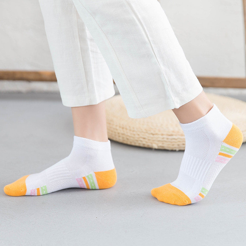 袜子女夏纯棉网眼透气提花字母