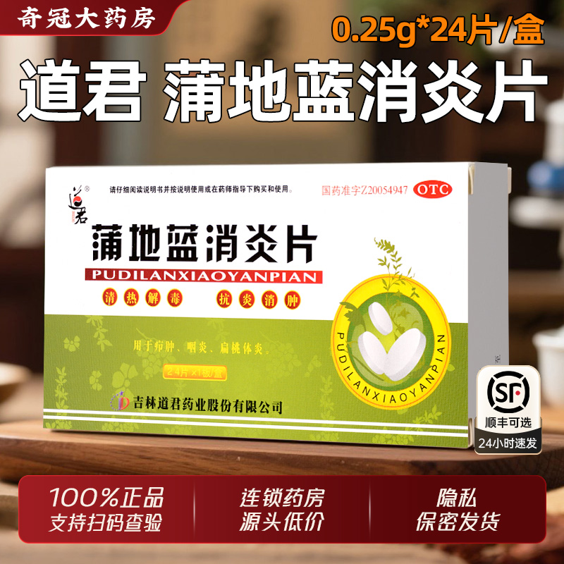 【道君】蒲地蓝消炎片0.25g*24片/盒