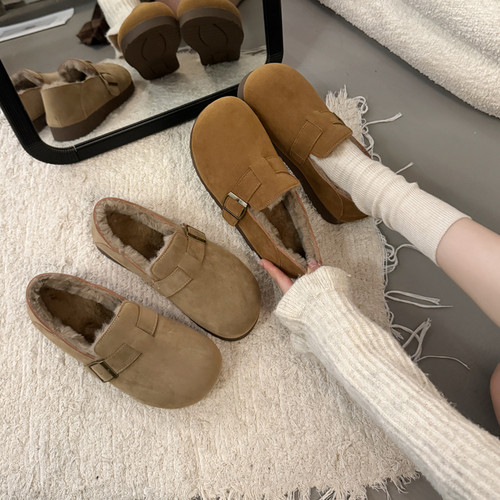 爆款厚底全包勃肯鞋女豆豆棉鞋