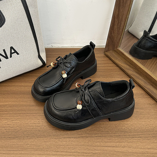系带英伦风小皮鞋女2026春季新款日系jk百搭复古学生配裙子单鞋子