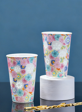 艺韵景德镇万花玲珑杯可乐杯送礼家用水杯大容量透光陶瓷马克杯子