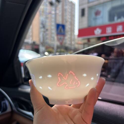 景德镇七彩玲珑瓷饭碗