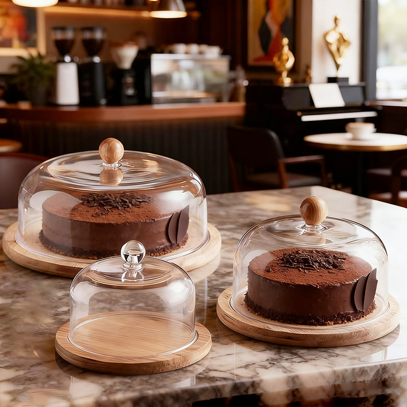 亚克力蛋糕盖透明罩塑料甜品盖水果点心盖试吃摆盘店用品尝展示盘