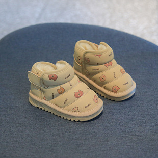 冬天加厚雪地靴可爱百搭软底小童学步鞋1-2--3岁男女宝宝保暖棉鞋